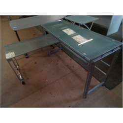 BUREAU D ANGLE FER VERRE