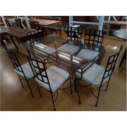 TABLE FER VERRE 6 CHAISES