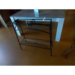 CONSOLE FER FORGE VERRE