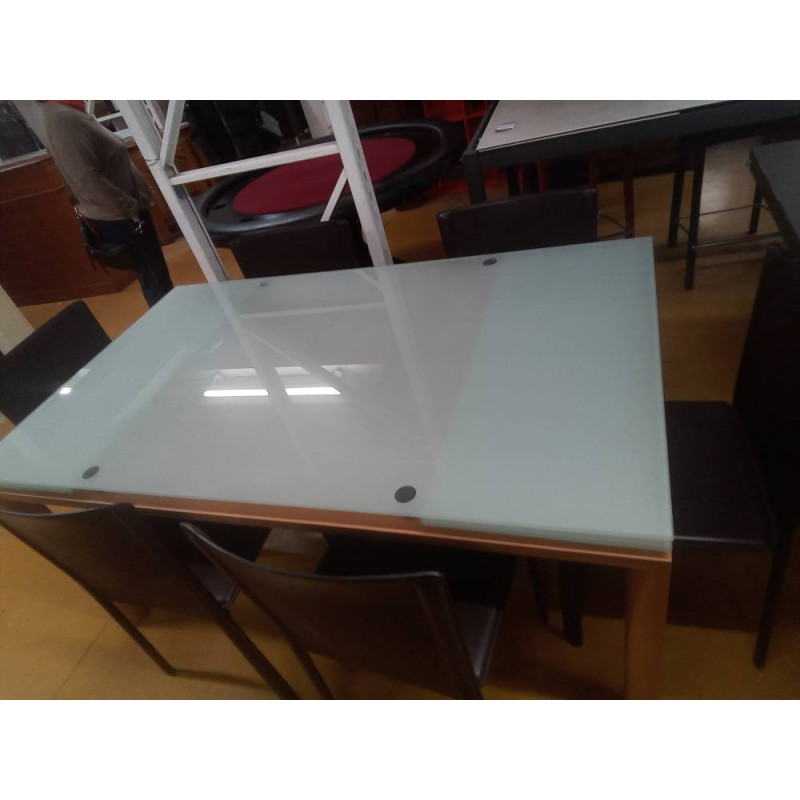 TABLE VERRE BOIS ALLONGES