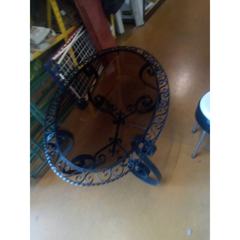 TABLE BASSE FER FORGE VERRE