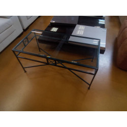 TABLE BASSE FER FORGE VERRE
