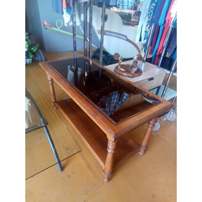 TABLE BASSE BOIS ET PLATEAU VERRE