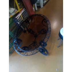 TABLE BASSE FER FORGE VERRE