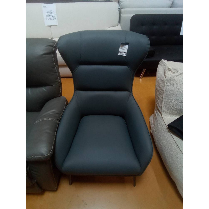 FAUTEUIL EN CUIR DE BUFFLE BLEU DINNIA