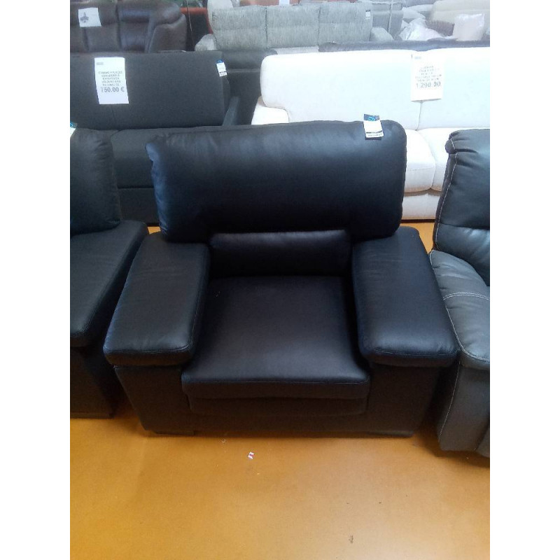 FAUTEUIL EN CUIR DE BUFFLE MIMAS - NOIR