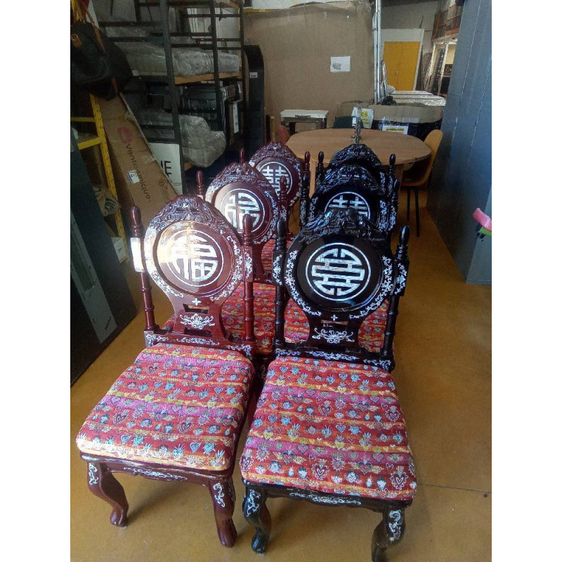 LOT DE 6 CHAISES ST ASIATIQUE