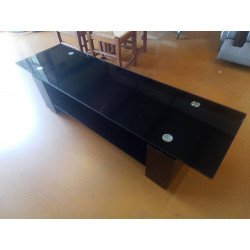 MEUBLE TÉLÉ DESSUS VERRE NOIR